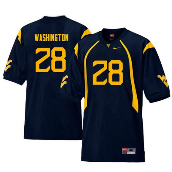 Men's West Virginia Mountaineers NCAA #28 Keith Washington Navy Authentic Nike Throwback Stitched College Football Jersey VF15B51VK